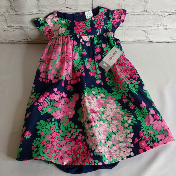'CARTERS' 2-PIECE LINED 'BURSTING BOUQUET' FLORAL DRESS & BLOOMERS SET - Picture 12 of 14